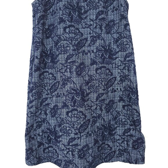 Janie and Jack Navy Blue Floral Jacquard Turtle Neck Tunic Dress Sleeveless Top - Picture 4 of 8